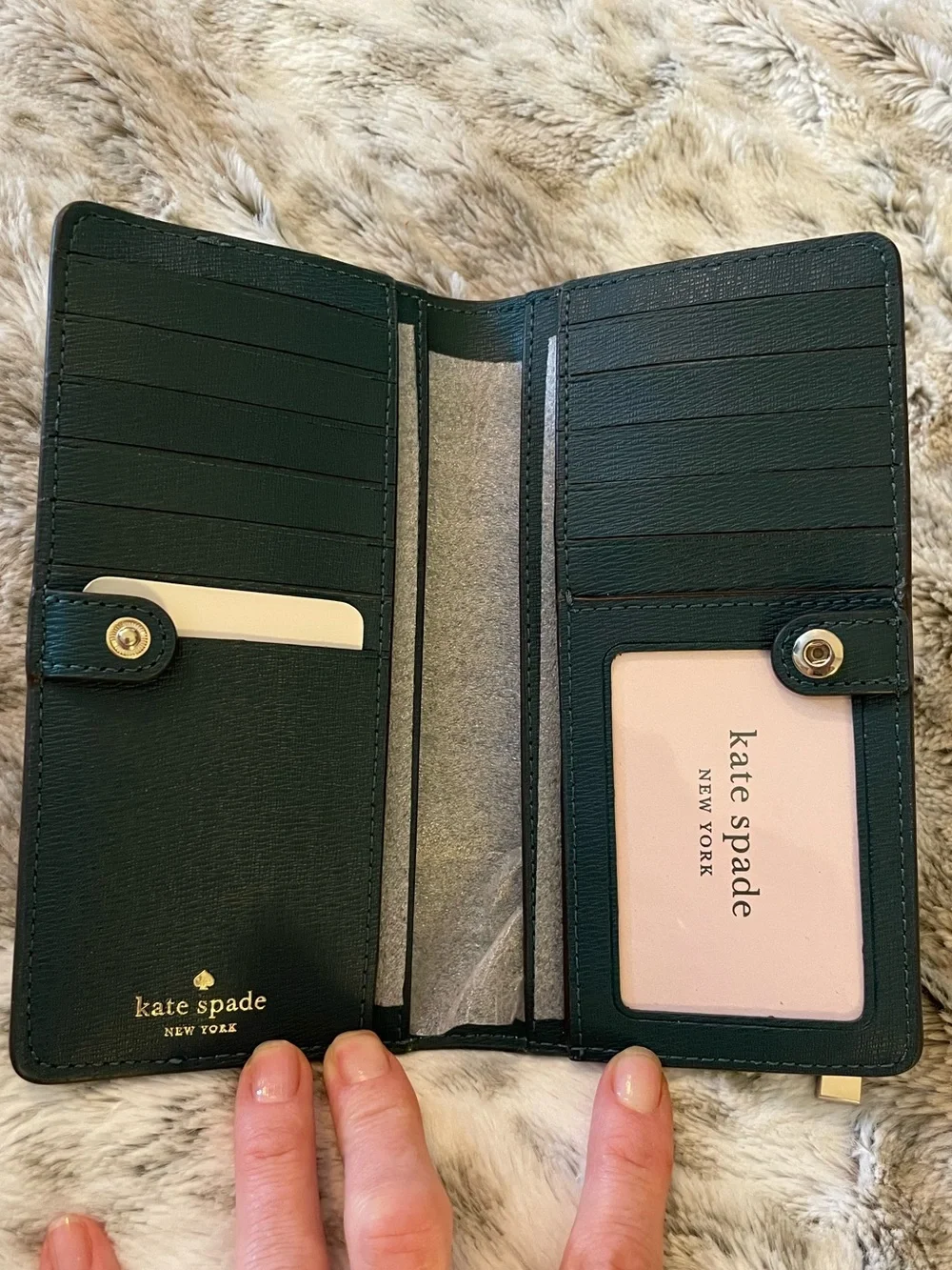 NEW! ♠️Kate Spade♠️ Dark and Mint Green Leather Continental Wallet